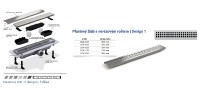 PLB - Odtokový žlab plastový kombi s roštem, DESIGN 1, do prostoru, 550 mm, nerez   SZA1550