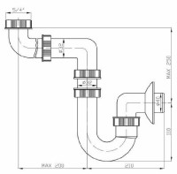 PLB - Sifon umyvadlový U 5/4 x 40 úsporný na prostor, bez ventilu   EM45340
