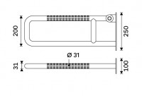 NIMCO AISTENT madlo sklopné, podpěrné 600 mm, matná ocel   BMS 9060-10