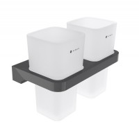 NIMCO MAYA držák na kartáčky dvojitý, matné sklo x kov, černá   MAC 29058D-H-90