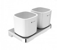 NIMCO MAYA držák na kartáčky dvojitý, keramika x kov, bílá/chrom   MA 29058DK-26