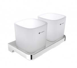 NIMCO MAYA držák na kartáčky dvojitý, matné sklo x kov, chrom   MA 29058D-C-26