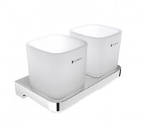 NIMCO MAYA držák na kartáčky dvojitý, matné sklo x kov, chrom   MA 29058D-C-26