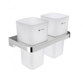 NIMCO MAYA držák na kartáčky dvojitý, matné sklo x kov, chrom   MA 29058D-H-26