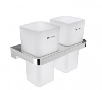 NIMCO MAYA držák na kartáčky dvojitý, matné sklo x kov, chrom   MA 29058D-H-26