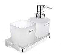 NIMCO MAYA dávkovač a pohárek, matné sklo x mosaz, chrom   MA 2905831C-T-26