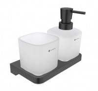 NIMCO MAYA dávkovač a pohárek, matné sklo x kov, černá   MAC 2905831C-T-90