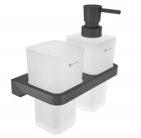 NIMCO MAYA dávkovač a pohárek, matné sklo x kov, černá   MAC 2905831H-T-90