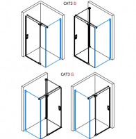 SanSwiss CADURA CAT3 boční stěna pevná, šířka 901-1400 mm černá, sklo Screen CAT3SM20687