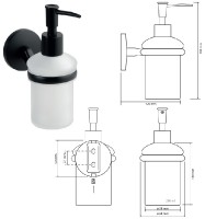 BEMETA NOX Dávkovač mýdla 200ml  68x165x125 mm, mléčné sklo barva černá mat   102408020