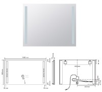 BEMETA Zrcadlo s LED bočním osvětlením  1000x800mm, 4,99 W, sklo čiré, barva  stříbrná   101301147