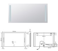 BEMETA Zrcadlo s LED bočním osvětlením  1200x600mm, 4,99 W, sklo čiré, barva  stříbrná   101301157