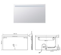 BEMETA Zrcadlo s LED horním osvětlením 1000x600mm, 4,99 W, sklo čiré, barva  stříbrná   101201137