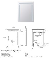 BEMETA Zrcadlo s LED horním a bočním osvětlením, 600x800mm, sklo čiré, barva  stříbrná   101401107
