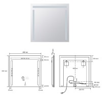 BEMETA Zrcadlo s LED horním a bočním osvětlením, 800x800mm, sklo čiré, barva  stříbrná   101401127