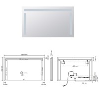 BEMETA Zrcadlo s LED horním a bočním osvětlením, 1000x600mm,sklo čiré, barva stříbrná   101401137