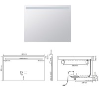 BEMETA Zrcadlo s LED horním osvětlením 1000x800mm, 4,99 W, sklo čiré, barva  stříbrná   101201147