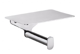 BEMETA ORGANIC Držák toaletního  papíru s poličkou 150x75x110 mm, nerez, barva stříbrná   157112151