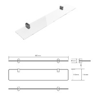 BEMETA ORGANIC Polička skleněná  600x40x115 mm, nerez, barva stříbrná   157102241