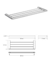 BEMETA ORGANIC Polička na ručníky, 640x20x214 mm, nerez, barva stříbrná   157105081
