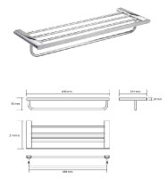 BEMETA ORGANIC Polička na  ručníky s hrazdou, 640x95x214 mm, nerez, barva stříbrná   157105151