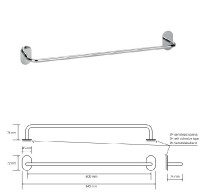 BEMETA EASY Držák ručníků, 645x72x74 mm, nerez, barva stříbrná, lesk   163104241