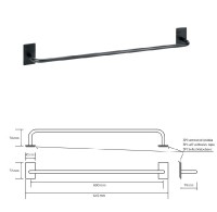 BEMETA EASY Držák ručníků, 645x72x74 mm, nerez, barva černá    163104040