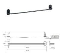 BEMETA EASY Držák ručníků, 645x72x74 mm, nerez, barva černá    163104240