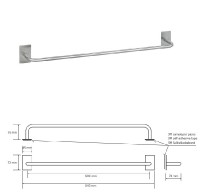 BEMETA EASY Držák ručníků, 645x72x74 mm, nerez, barva stříbrná, mat   163104045