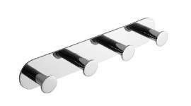BEMETA EASY Věšák se 4 háčky, 255x45x31 mm, nerez, barva stříbrná, lesk 163106391