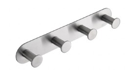 BEMETA EASY Věšák se 4 háčky, 255x45x31 mm, nerez, barva stříbrná, mat 163106395