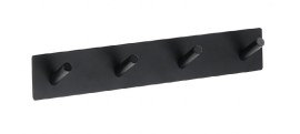 BEMETA EASY Věšák se 4 háčky, 255x45x38 mm, nerez, barva černá 163106290