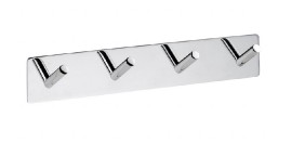 BEMETA EASY Věšák se 4 háčky, 255x45x38 mm, nerez, barva stříbrná, lesk 163106291