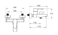 NOVASERVIS METALIA 58 baterie vanová nástěnná, bez příslušenství, spodní vývod, chrom   58020/1,0