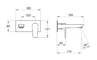NOVASERVIS METALIA 58 ECO baterie umyvadlo/dřez podomítková, černá   58200,5