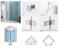 RONAL ANNEA ANR kout čtvrtkruh s dvoukřídlými dveřmi 900 rádius 550, aluchrom, čiré ANR550905007