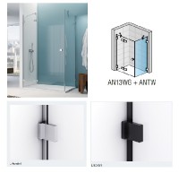 RONAL ANNEA ANTW boční stěna v 90° 300-1200 mm, L-kování, rohová vzpěra, černá, čiré   ANTWSM10607