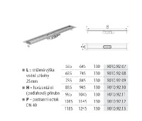 ACO odtokový žlab ShowerDrain C 1085 LHP nízký sifon, podlahová příruba   9010.92.12