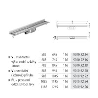 ACO odtokový žlab ShowerDrain C 1185 SVPL vysoký sifon, stěnová příruba   9010.92.26