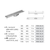 ACO odtokový žlab ShowerDrain C 1085 SVPP vysoký sifon, stěnová příruba   9010.92.25