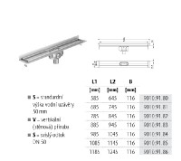 ACO odtokový žlab ShowerDrain C 1185 SVS vysoký sifon, stěnová příruba   9010.91.86
