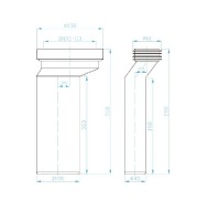PLB - Set WC dopojení - excentrické, 25mm + trubka DN44     KP9E200