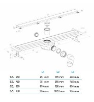 PLB - odtokový žlab nerezový univerzální s roštem, design 2, 750 mm, nerez   SZU2750