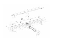 PLB - odtokový žlab nerezový, ke stěně, s roštem, design 4, 650 mm, nerez   SZZ4650