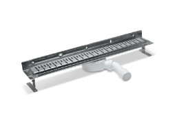 PLB - odtokový žlab nerezový, ke stěně, s roštem, design 2, 850 mm, nerez   SZZ2850