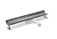 PLB - odtokový žlab nerezový, ke stěně, s roštem, design 5, 650 mm, nerez   SZZ5650
