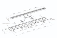 PLB - Odtokový žlab plastový kombi s roštem, DESIGN 5, ke stěně, 650 mm, nerez   SZH5650