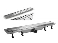 PLB - Odtokový žlab plastový kombi s roštem, DESIGN 2, ke stěně, 400 mm, nerez   SZH2400