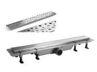 PLB - Odtokový žlab plastový kombi s roštem, DESIGN 5, ke stěně, 400 mm, nerez   SZH5400