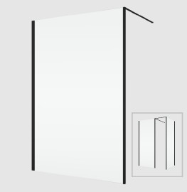 RONAL DIVERA D22WI1H WALK-IN stěna, vodorovná vzpěra,š. 900, černá, čiré   D22WI1H0900607